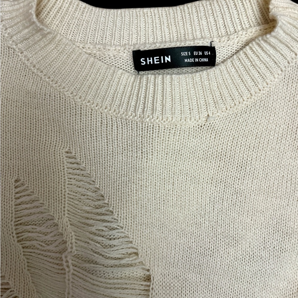 Cream Distressed Sweater - Picture 3 of 3